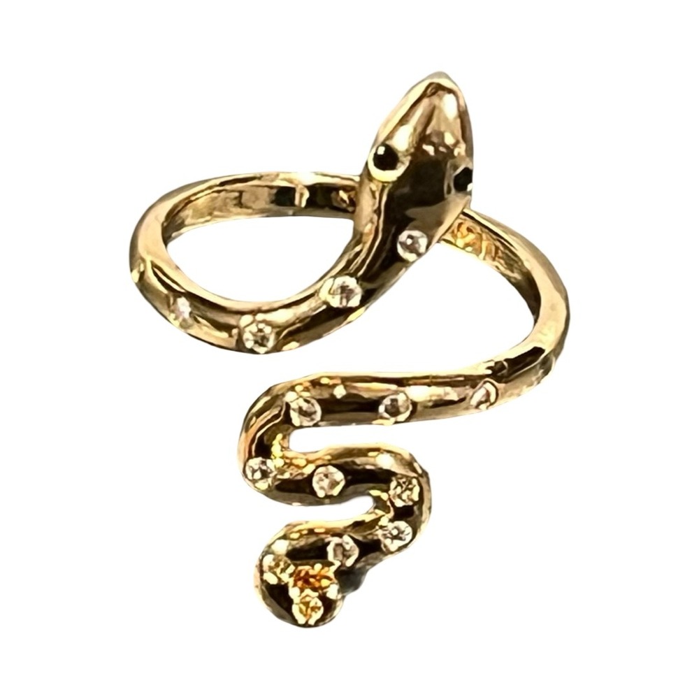Gold Tone‎ Snake Wrap Ring Coiled Rhinestone Accent Statement Jewelry Size 5.5